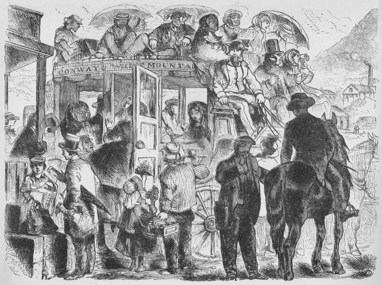 Tatil köyleri ve otellere giden koçlar, c1859, 1938 by Unbekannt