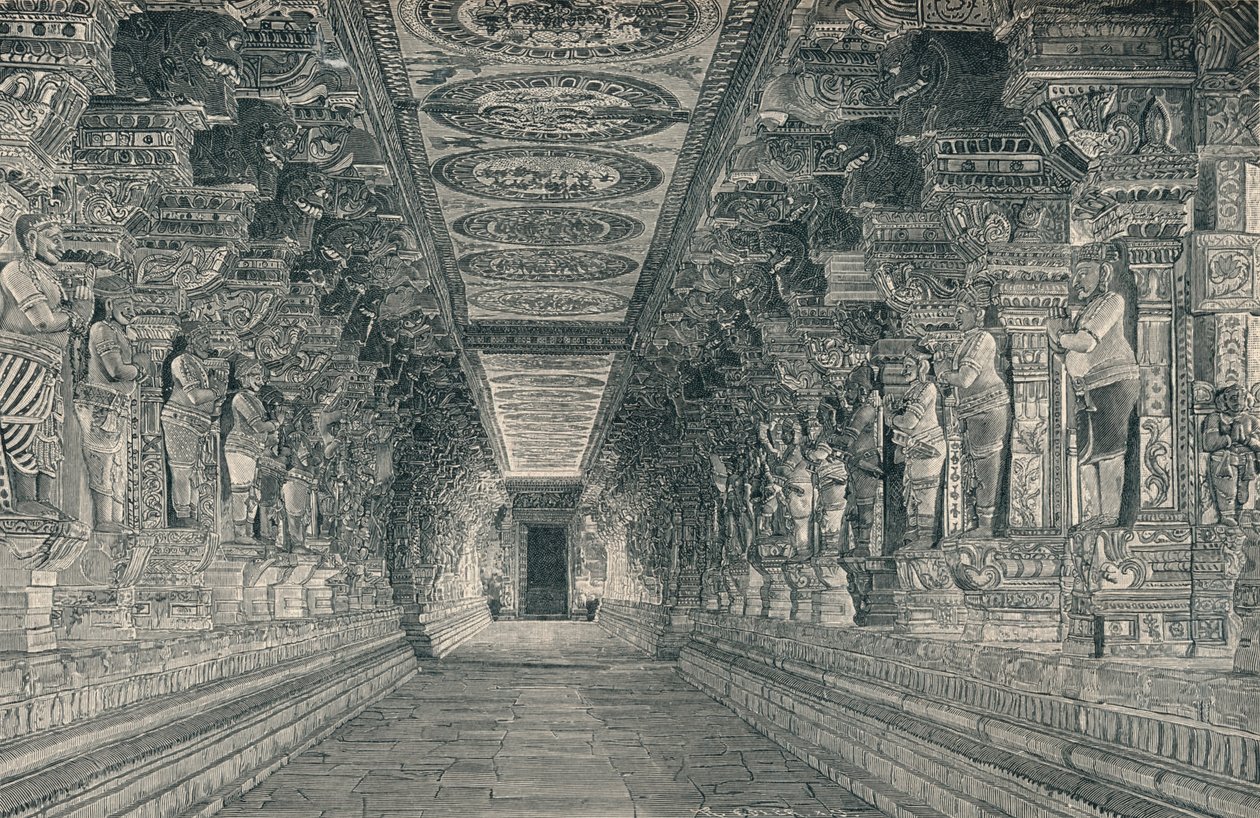 Güney Hindistan'ın Rameswaram Adası'ndaki Hindu Tapınağının İç kısmındaki Colonnade, c1903, by Unbekannt