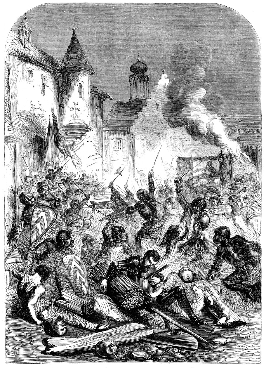 Limoges meydanında İngiliz ve Fransız şövalyeleri arasındaki mücadele by Unbekannt