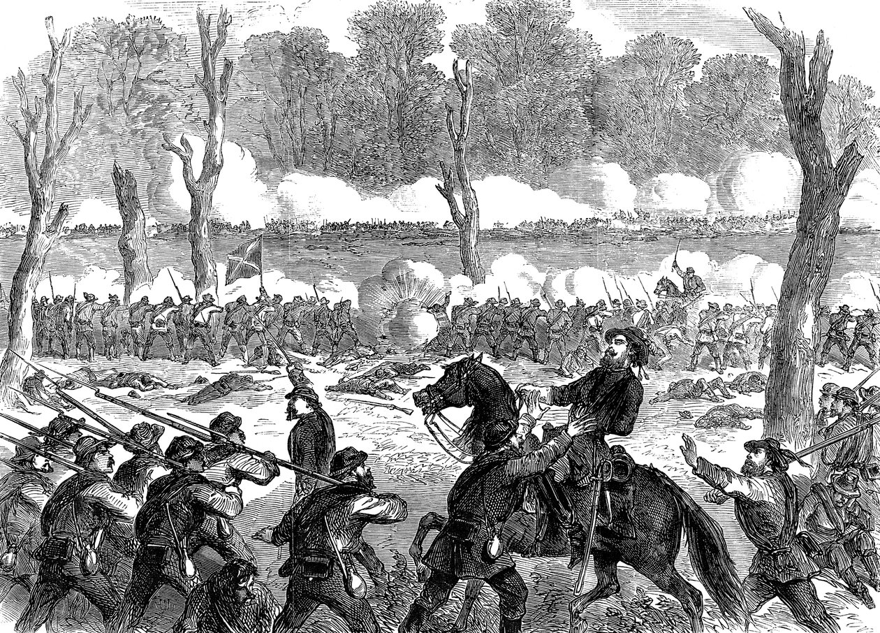 Konfederasyon Generali Hood, Chickamauga savaşında yaralandı, Amerikan İç Savaşı, 1863 by Unbekannt