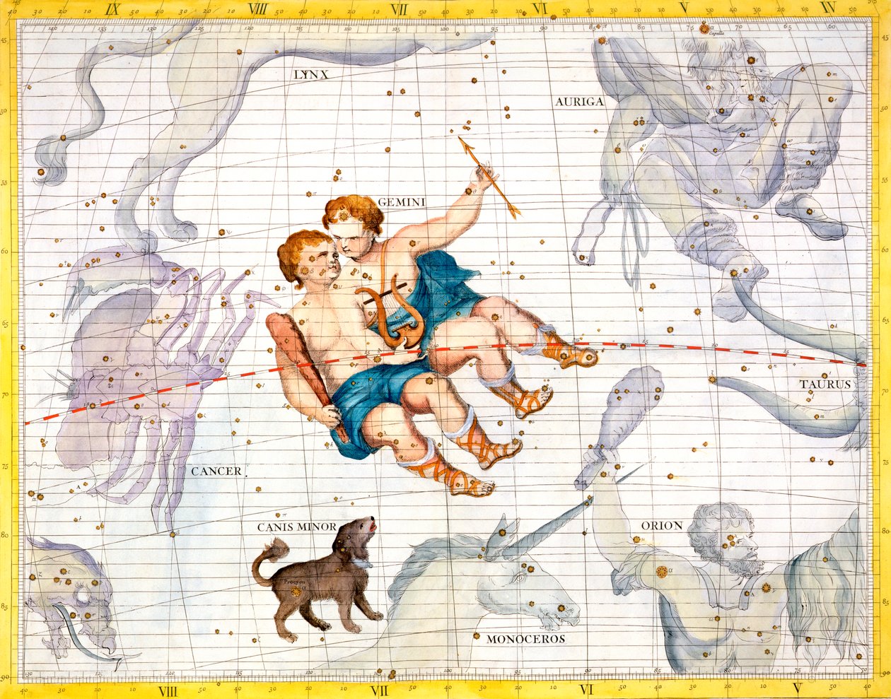 İkizler ve Canis Minor Takımyıldızları, 1729 by Unbekannt