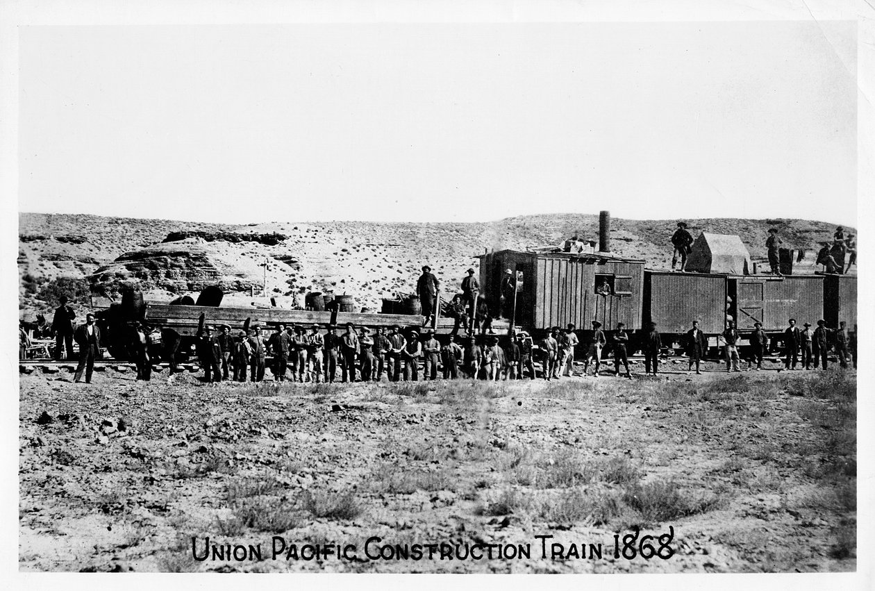 Union Pacific Demiryolunda inşaat treni, ABD, 1868 by Unbekannt