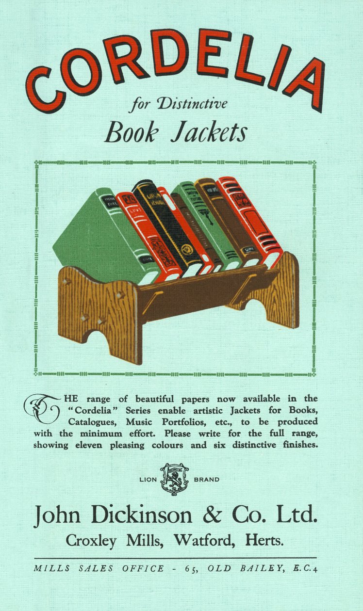 Ayırt Edici Kitap Ceketleri için Cordelia, 1928. by Unbekannt