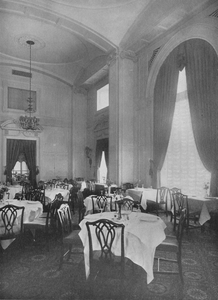 İnce Koloni detaylarını gösteren Ana Yemek Odasının Köşesi, Roosevelt Hotel, New York, 1924 by Unbekannt