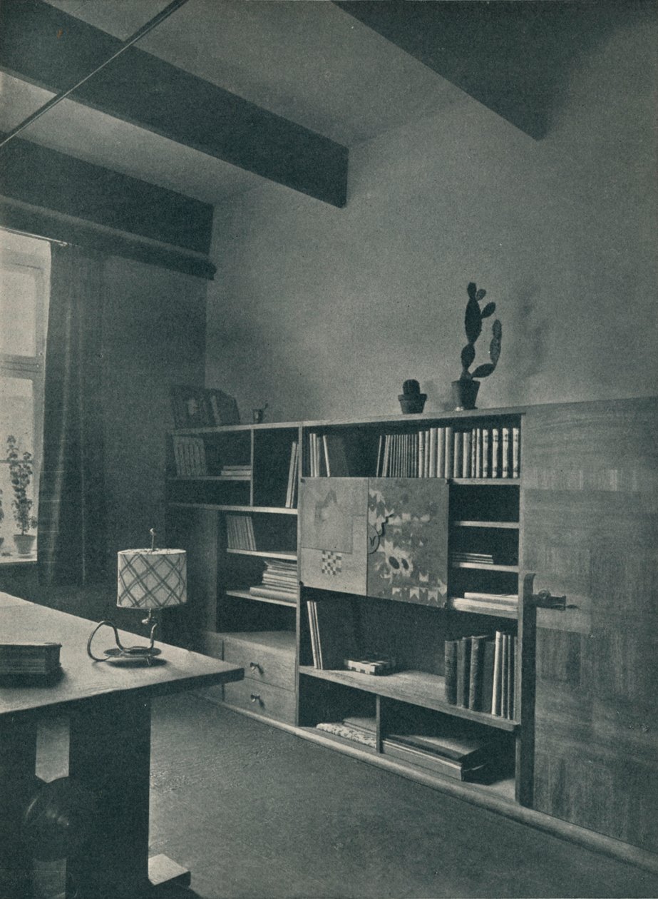 Hans Hartl tarafından tasarlanan bir kütüphanenin köşesi, c1927 by Unbekannt