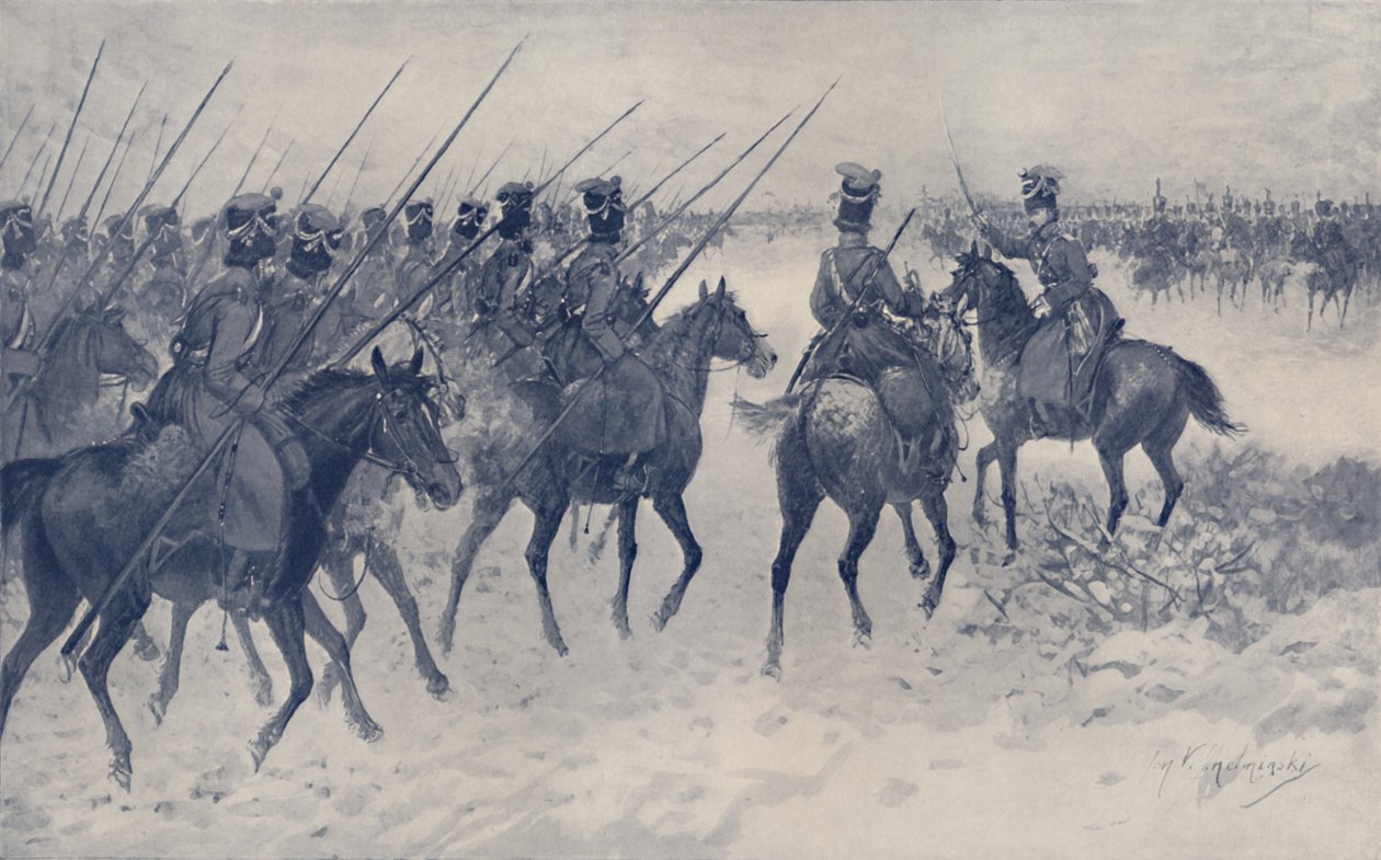 Fransız Süvari Hücumu Bekleyen Kazaklar, 1812, 1896. by Unbekannt