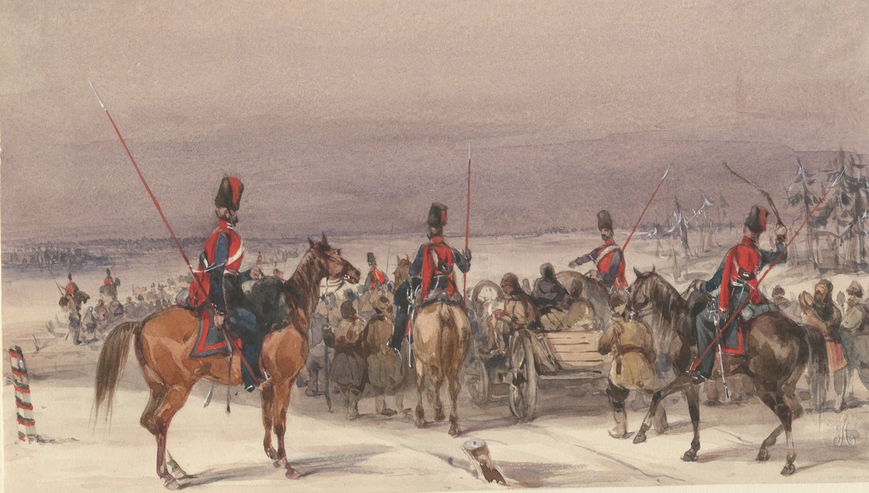 Sürgün edilenleri taşıyan Kazaklar, 1831 by Unbekannt