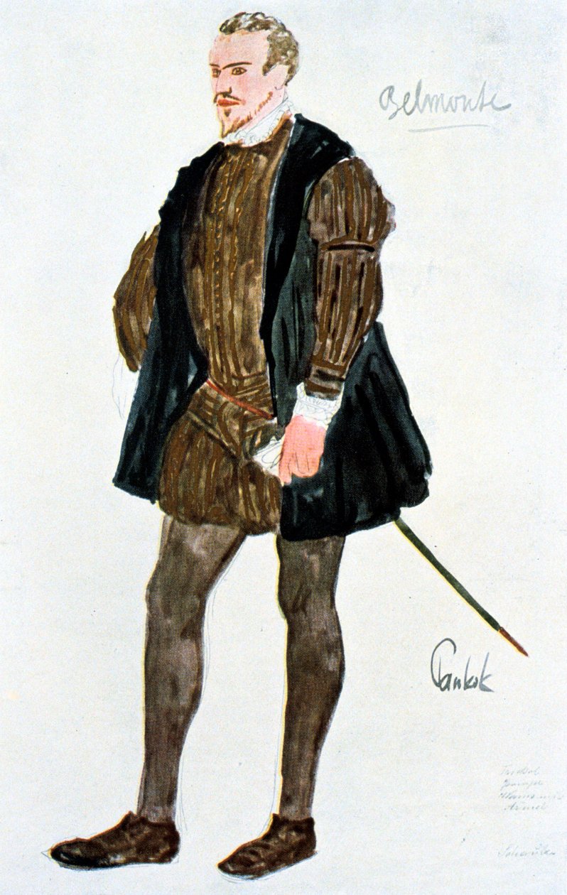 Belmonte için kostüm tasarımı, c1913 by Unbekannt