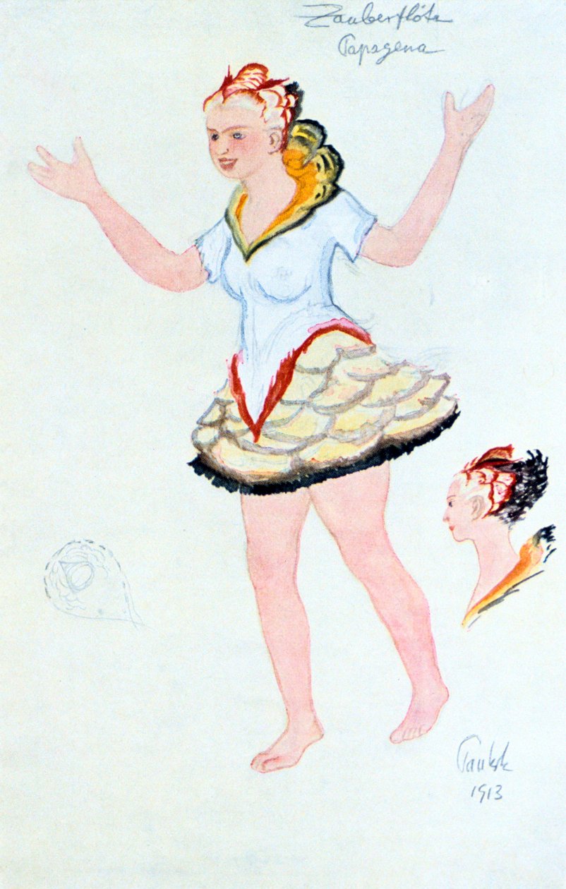 Papegena için kostüm tasarımı, 1913 by Unbekannt
