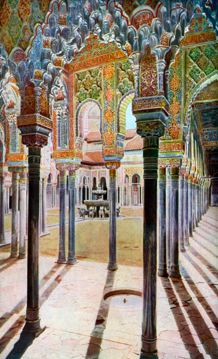 Aslanlar Mahkemesi, Alhambra, Granada, Endülüs, İspanya, c1924 by Unbekannt