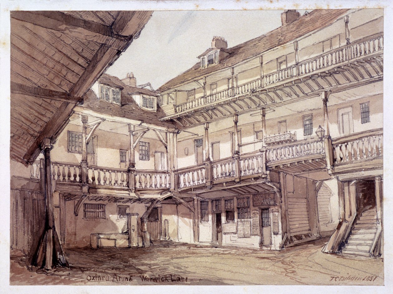 Oxford Arms Inn Avlusu, Warwick Lane, Londra, 1851 by Unbekannt