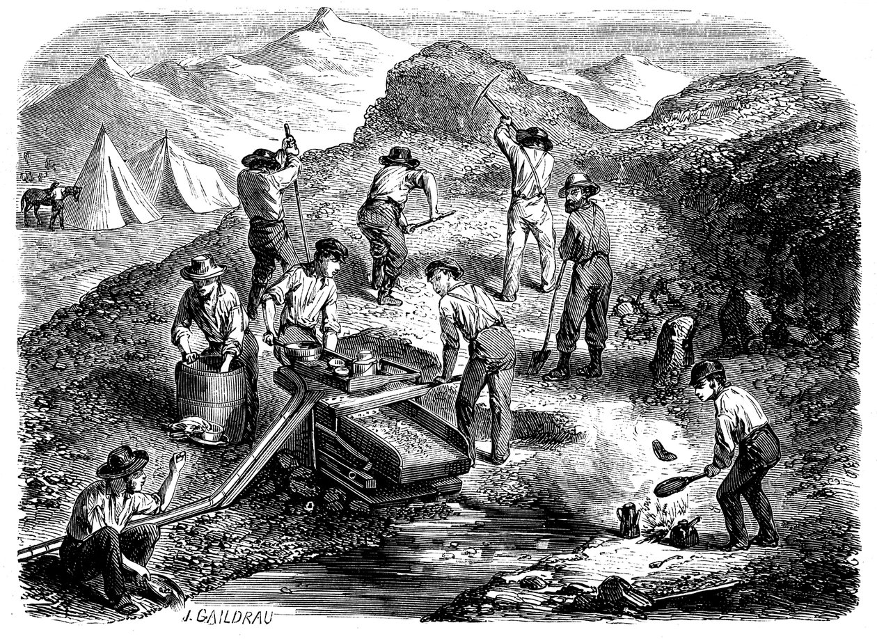 Kaliforniya altın tarlalarında altın için kucaklaşmak, 1849 by Unbekannt