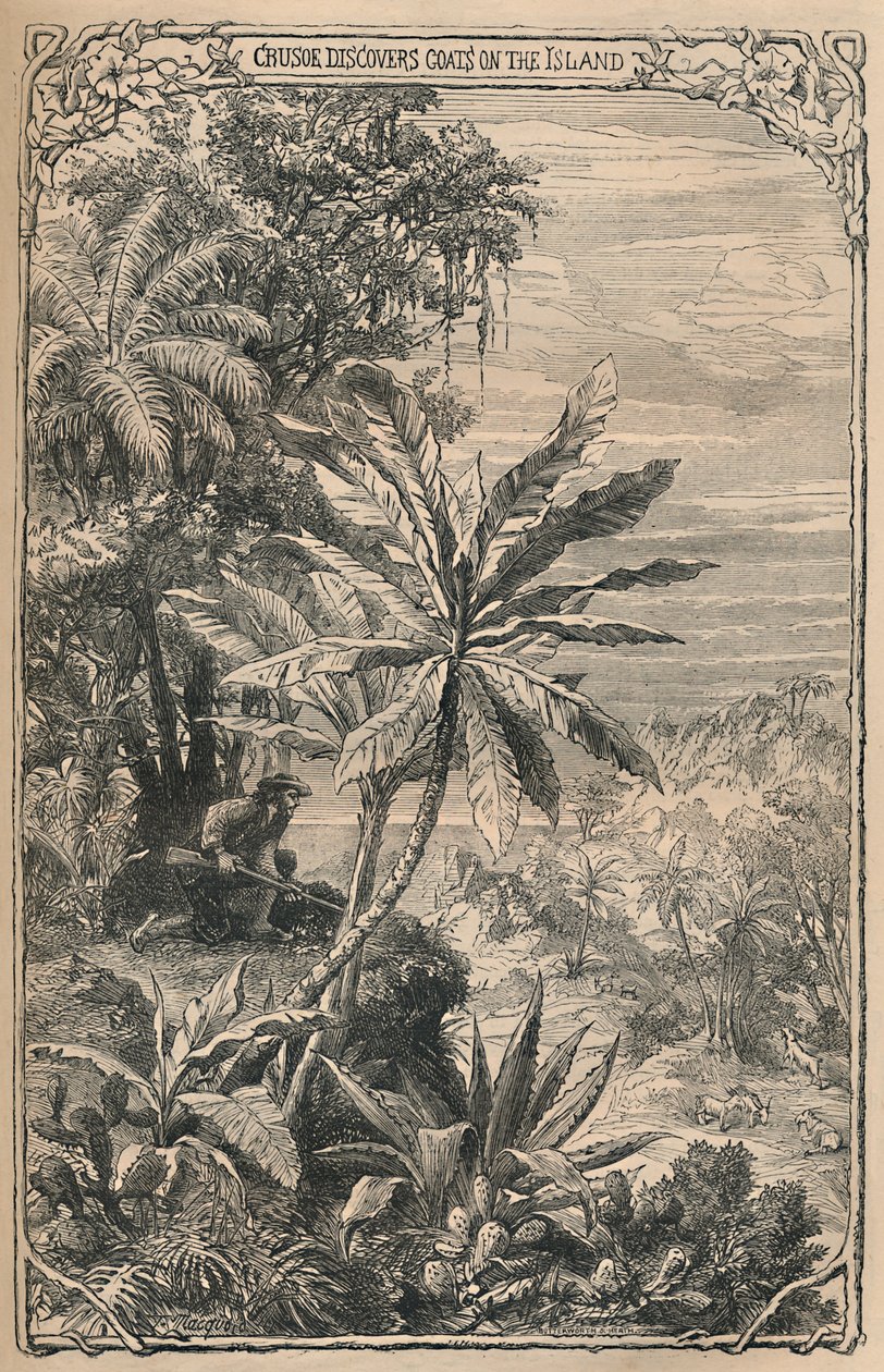 Crusoe Adadaki Keçileri Keşfeder, c1870 by Unbekannt