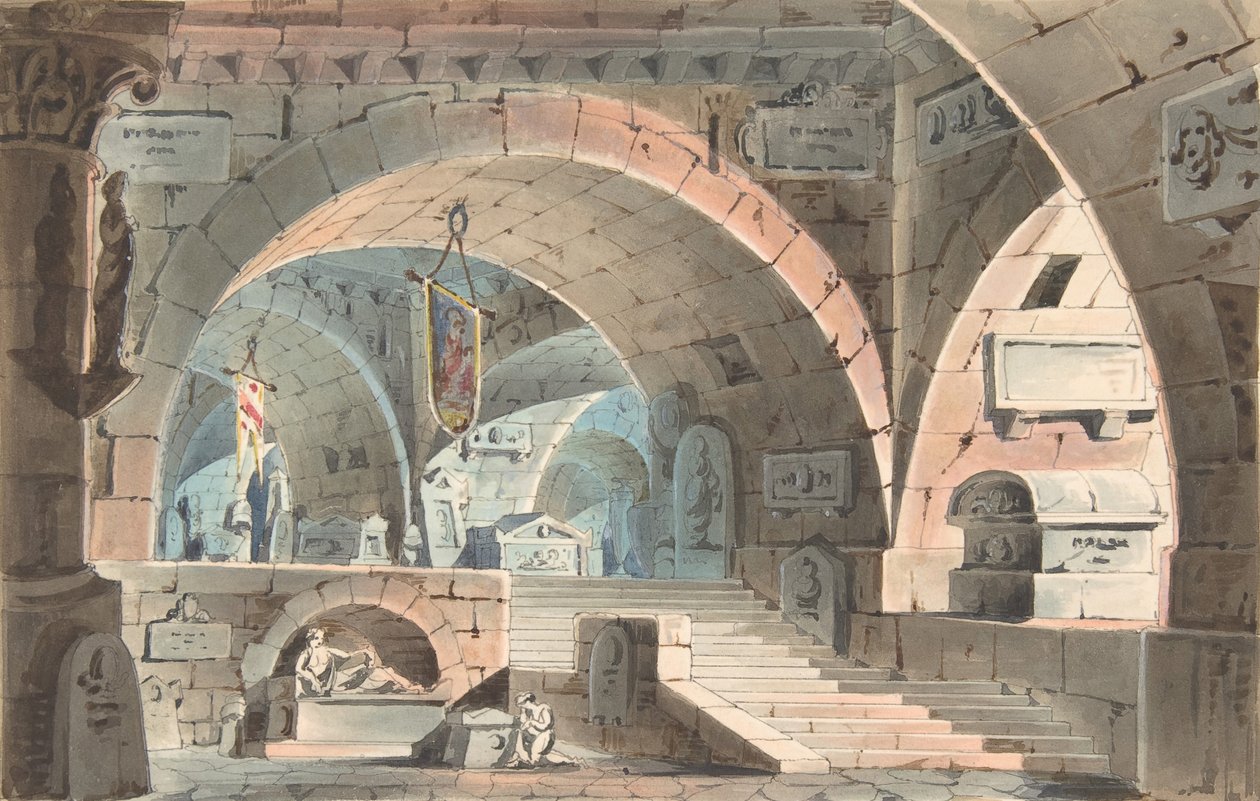 Kneeling Mourner ile Crypt, 1830-40. by Unbekannt