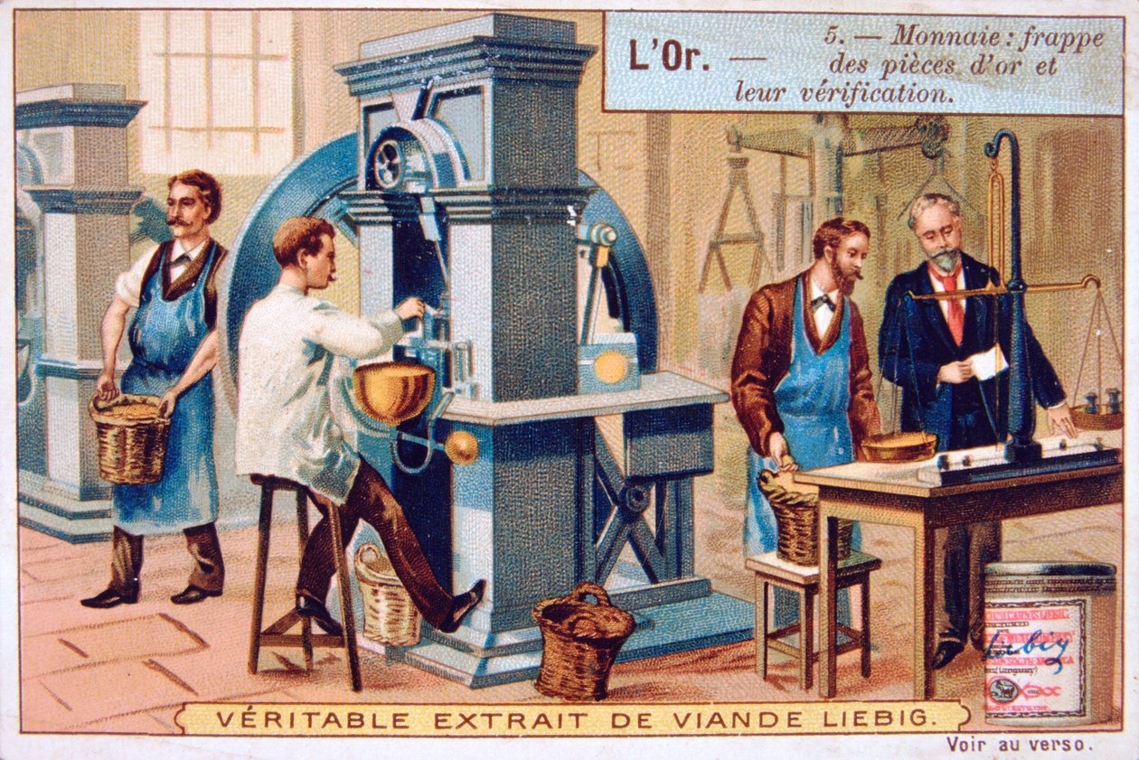 Para birimi, darphane ve altın sikkelerin kontrol edilmesi, c1900 by Unbekannt