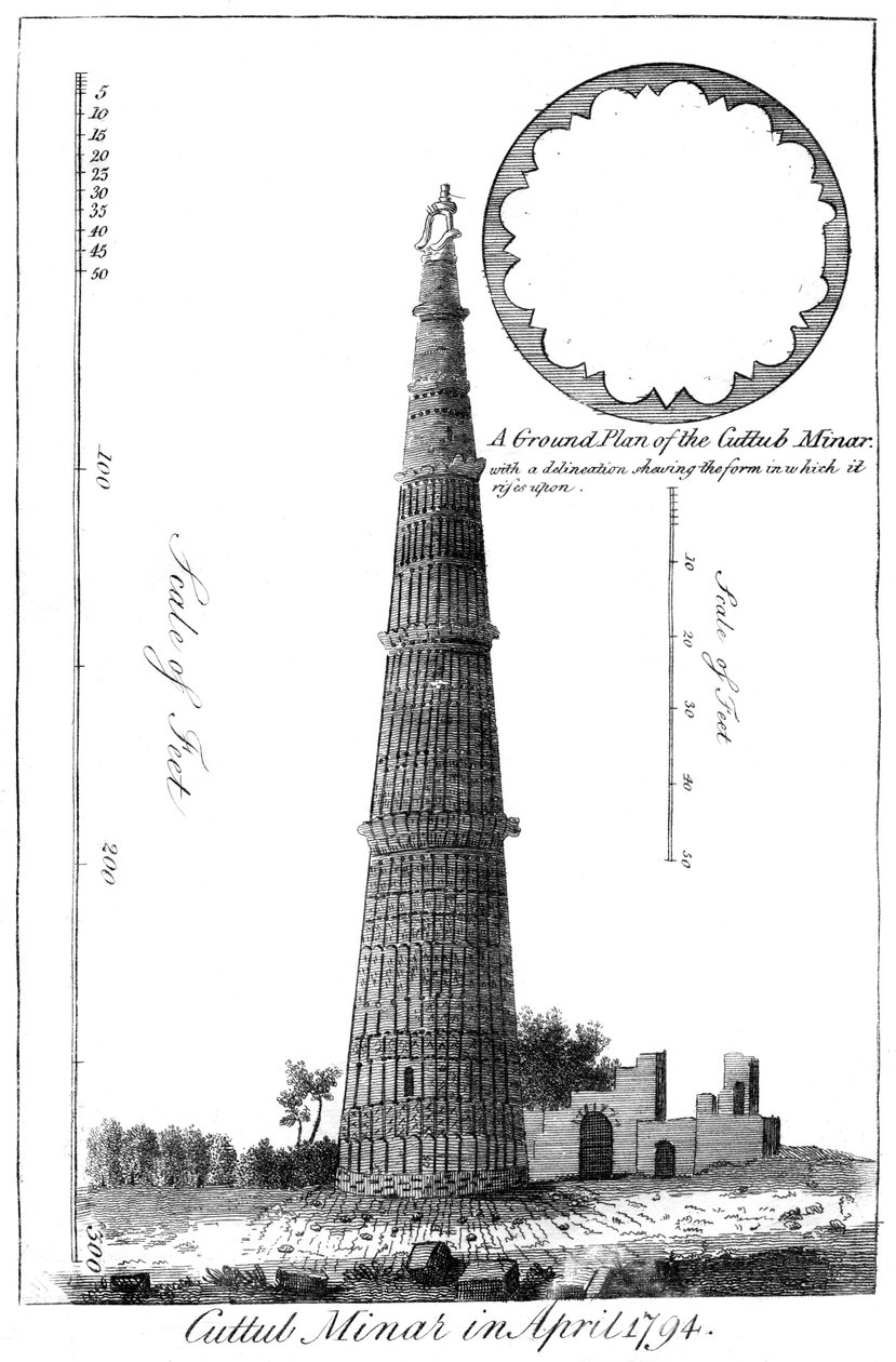 Cuttub Minar, Nisan 1794, 1799 by Unbekannt