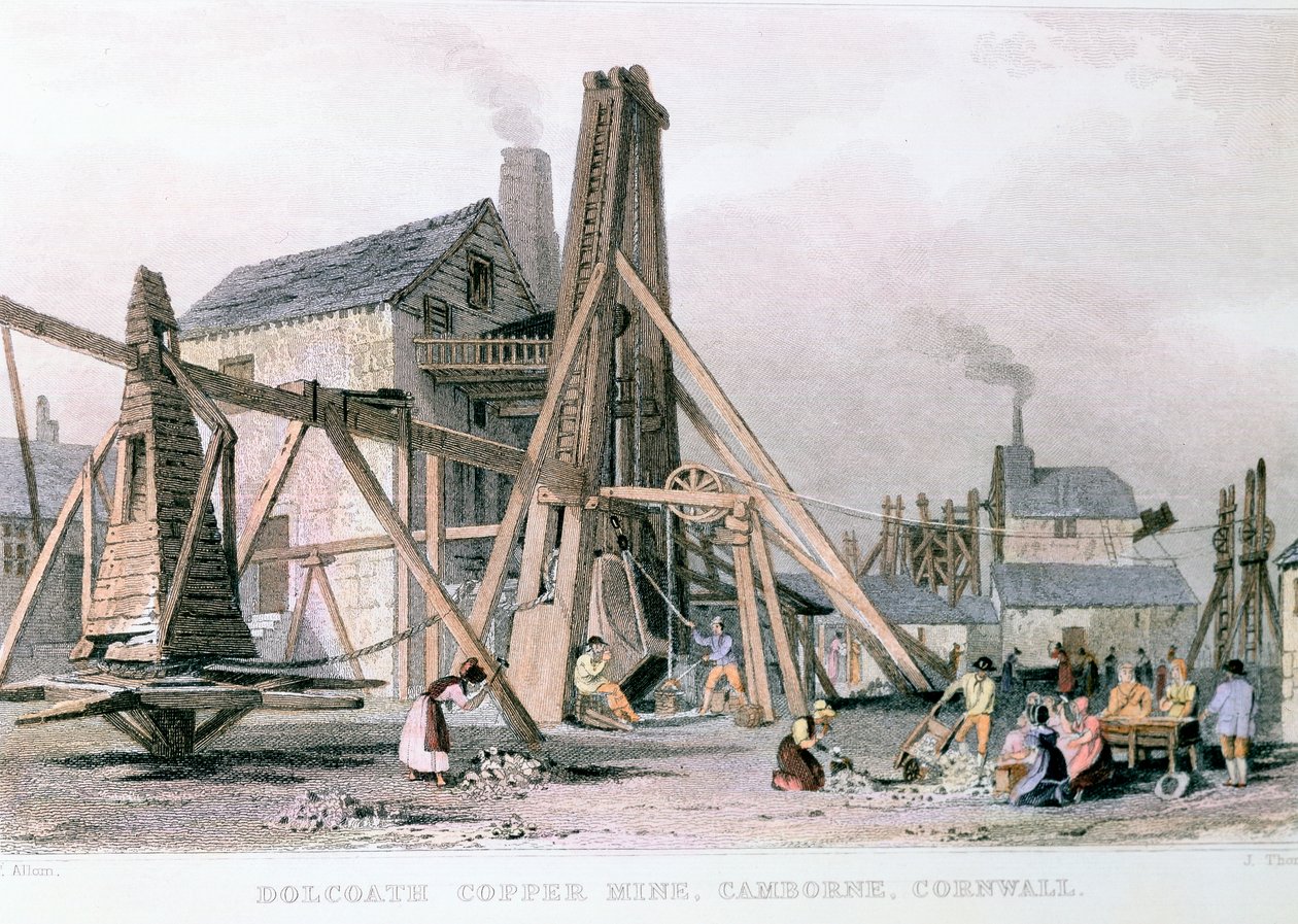 Dalcoath bakır madeni, Camborne, Cornwall, c1830 by Unbekannt