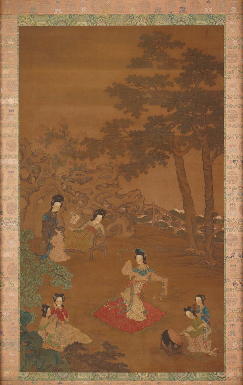 Bir Bahçede Dansçı ve Müzisyenler, Qing hanedanı, 18. yüzyıl. by Unbekannt