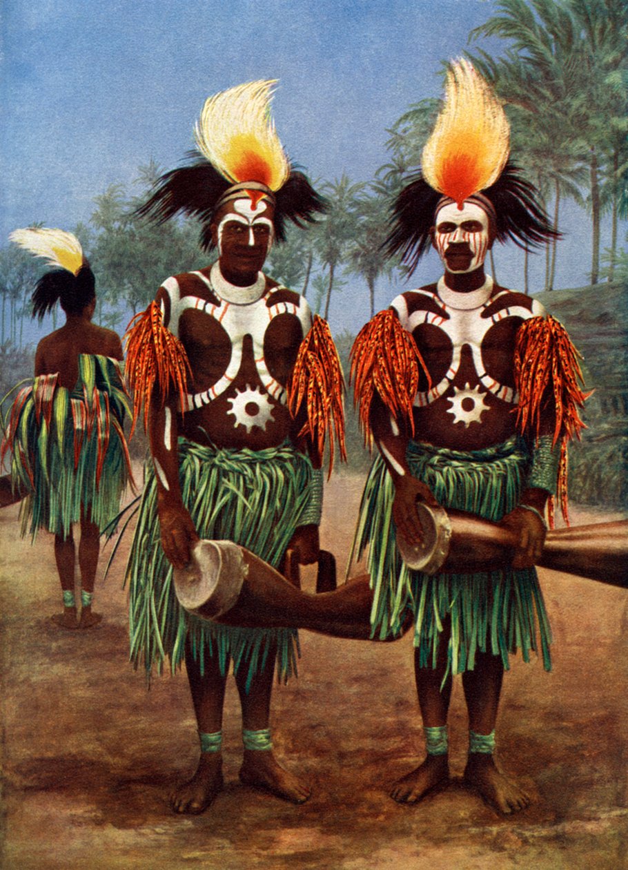 Fly River bölgesinin dansçıları, Papua Yeni Gine, 1920 by Unbekannt
