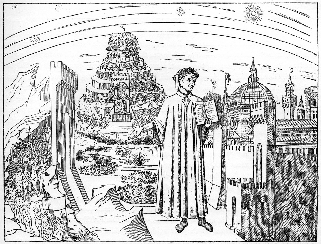 Dante 1265-1321, Floransa ve Cehennemin Yedi Çemberi, 1882 by Unbekannt