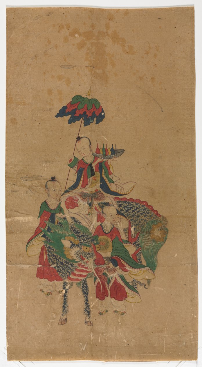 Bir Kilin ve İki Görevli Üzerine Daoist Ölümsüz, 1800