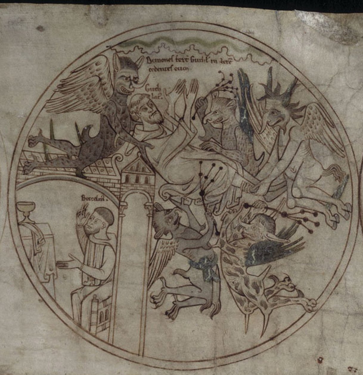 Şeytanlar Guthlac El Yazmasına saldırır Aziz Guthlac