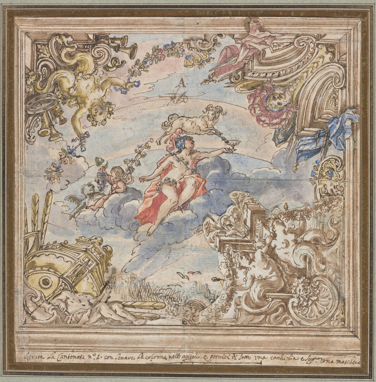Tavan için Tasarım: Mars ve Koç, 1700
