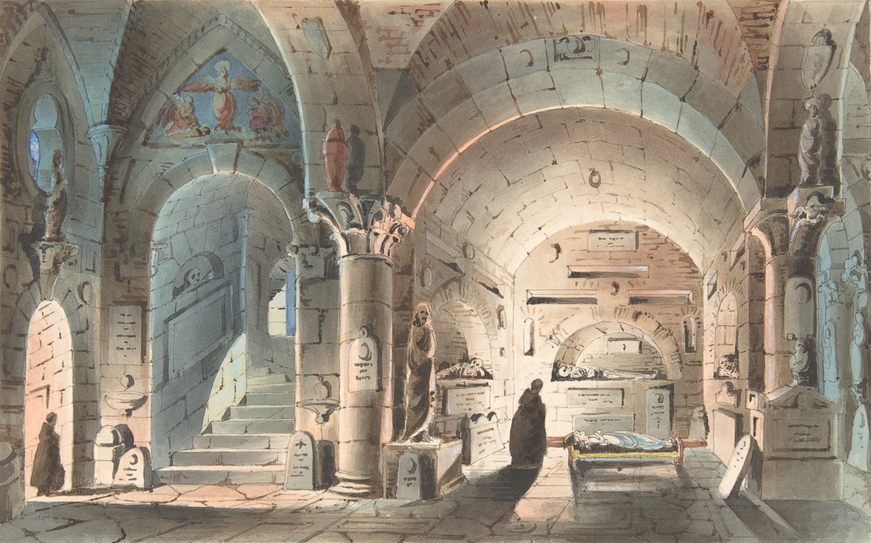 Sahne Seti Tasarımı: Crypt Scene, 1830-40. by Unbekannt