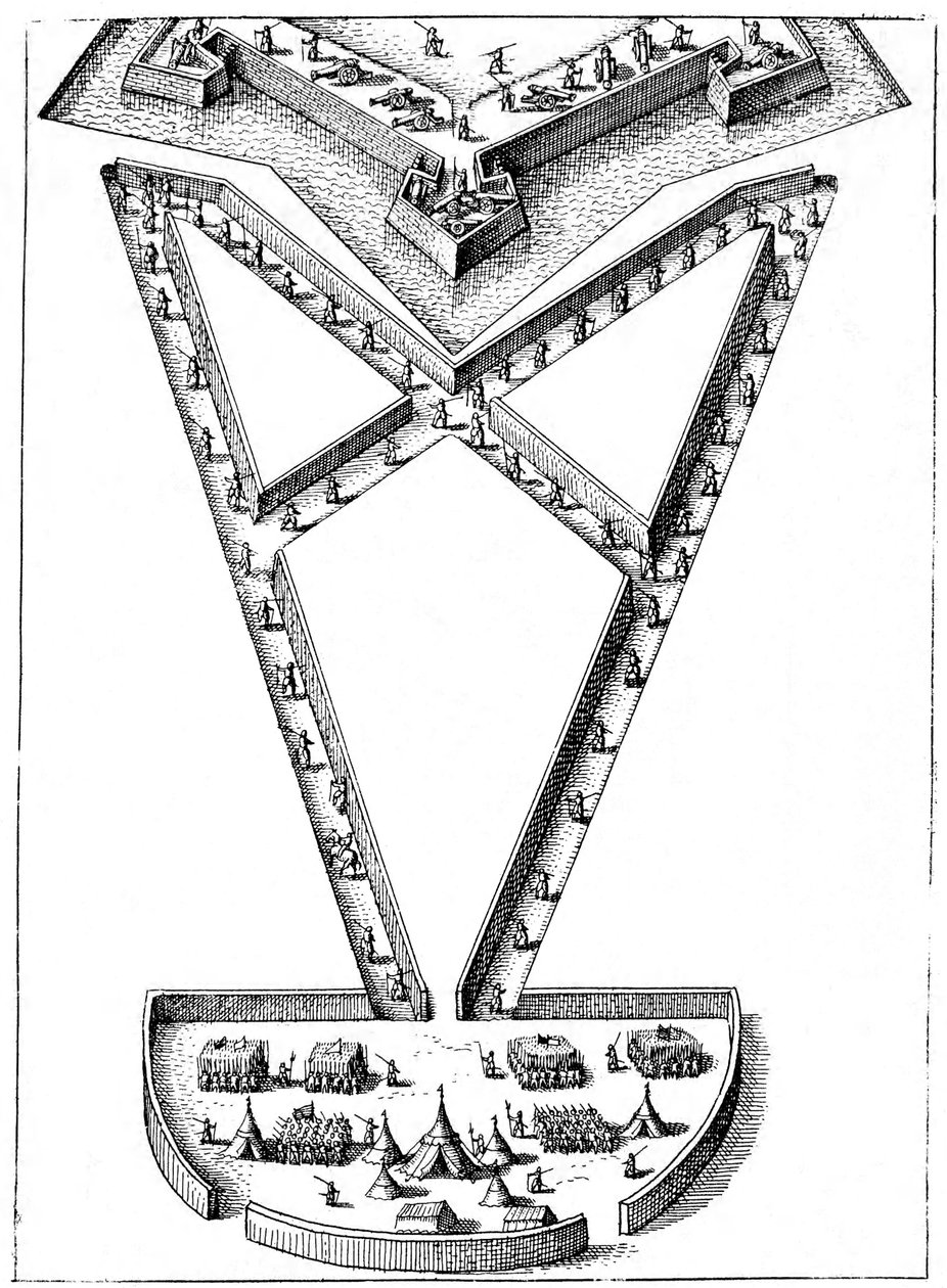 Kuşatılmış bir kalenin dışındaki bir kamp için tasarım, 1617-1619 by Unbekannt