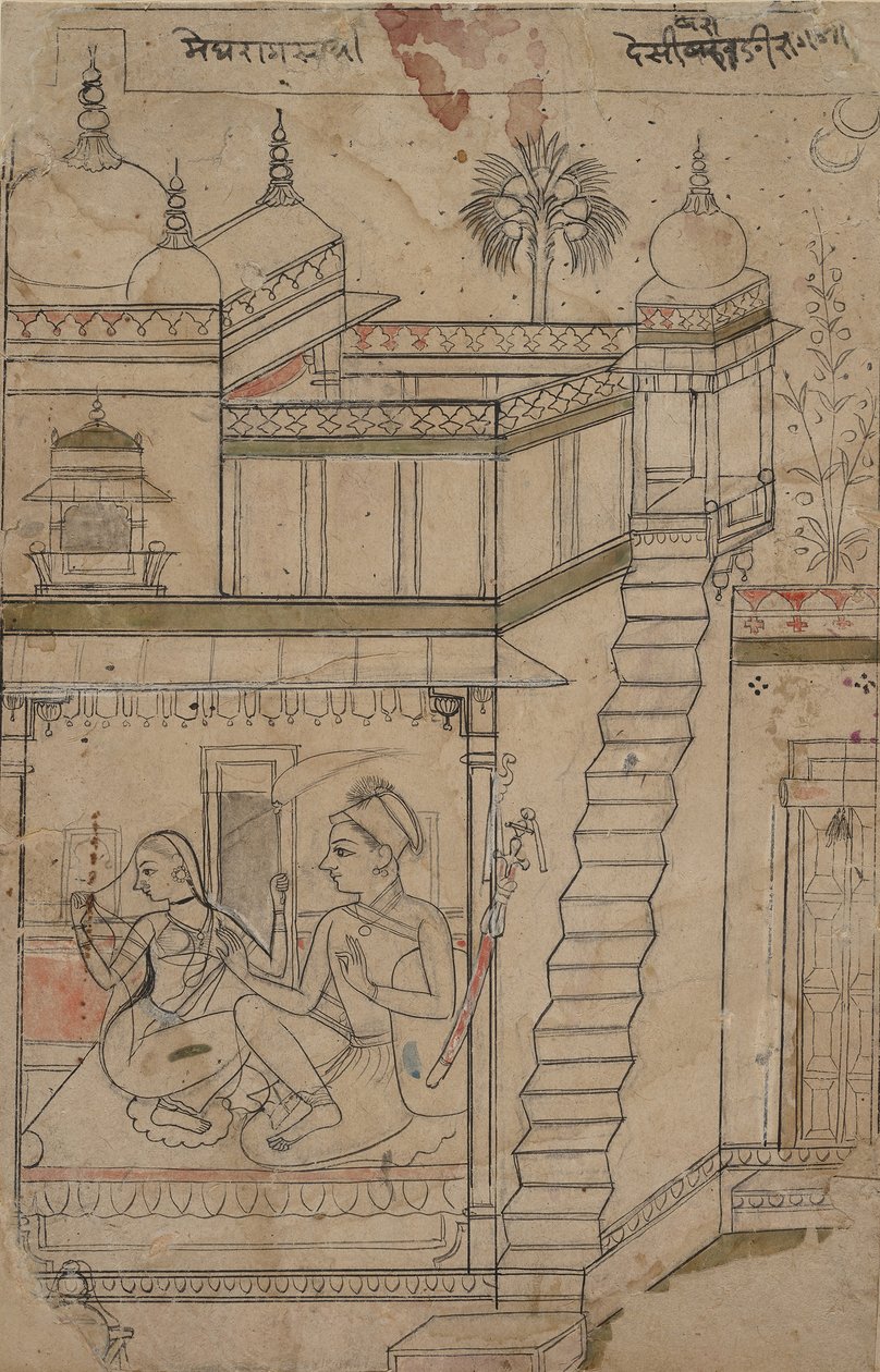 Desvarari Ragini: Bir ragamala serisinden Folio, Garland of Musical Modes, 18. yüzyılın başlarında. by Unbekannt