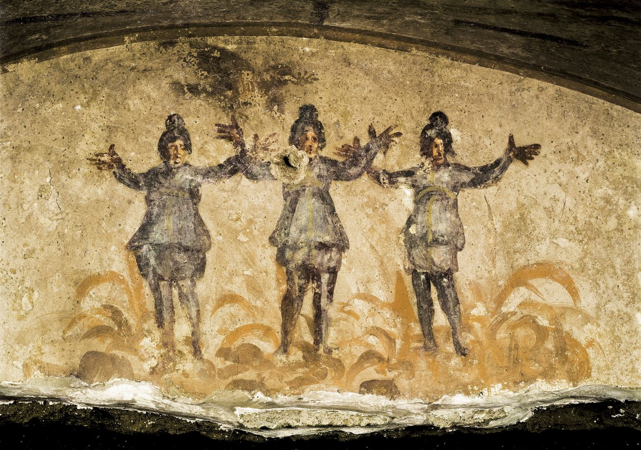 Priscilla Yeraltı Mezarlarından (Priscilla), MS 2. veya 3. yüzyıldan bir fresk detayı by Unbekannt