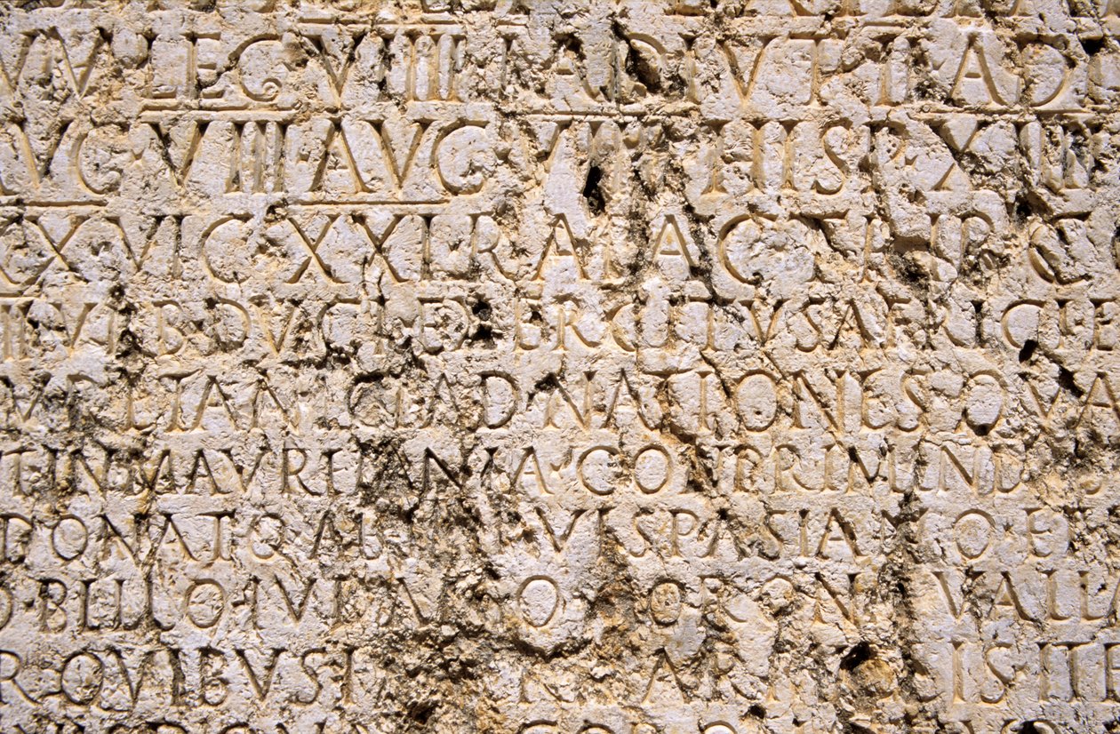Roma tapınak kompleksindeki bir yazıtın detayı (fotoğraf) by Unbekannt
