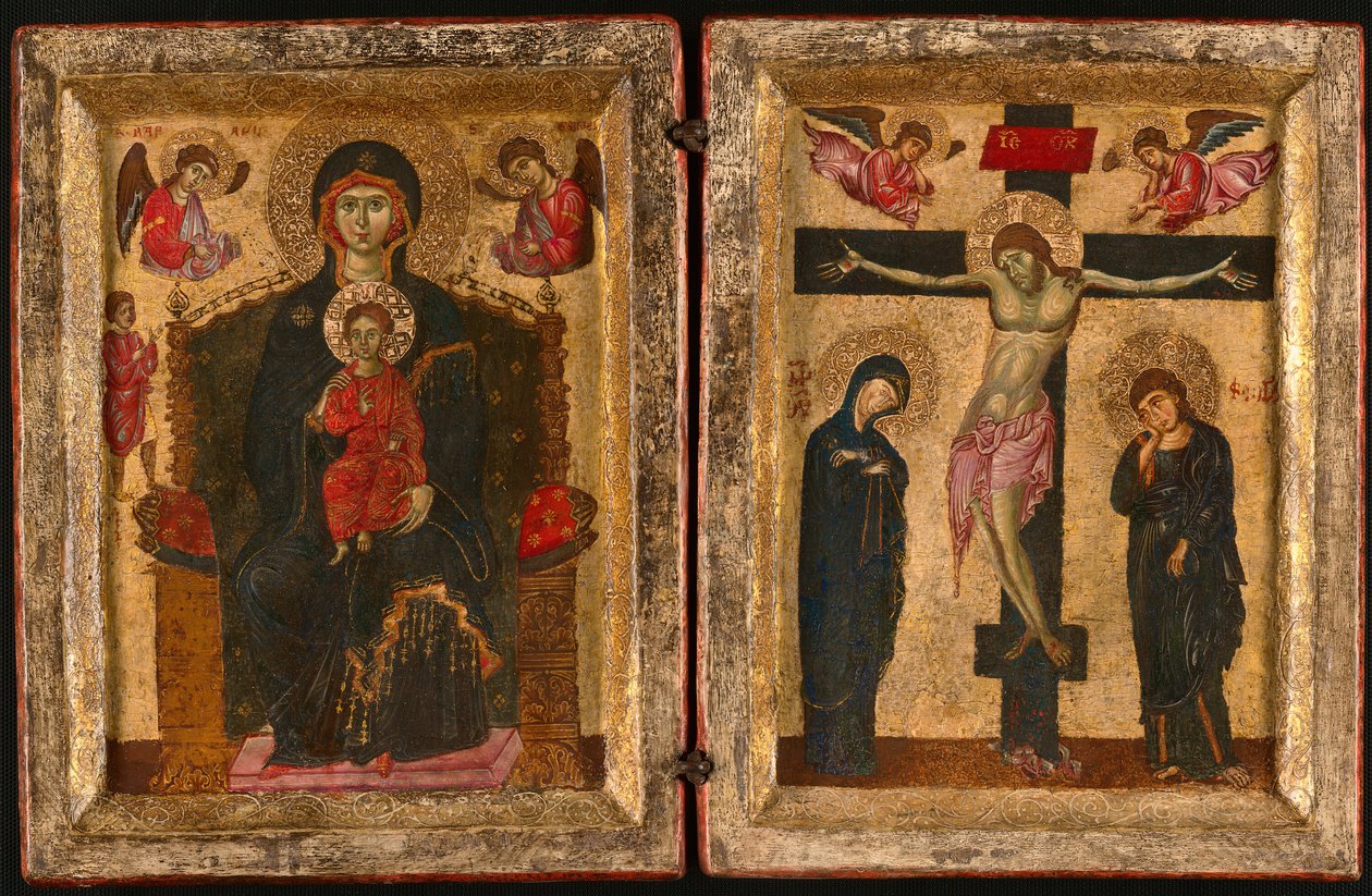 Bakire ve Çocuk Enthroned ve Çarmıha Gerilme, 127585. by Unbekannt