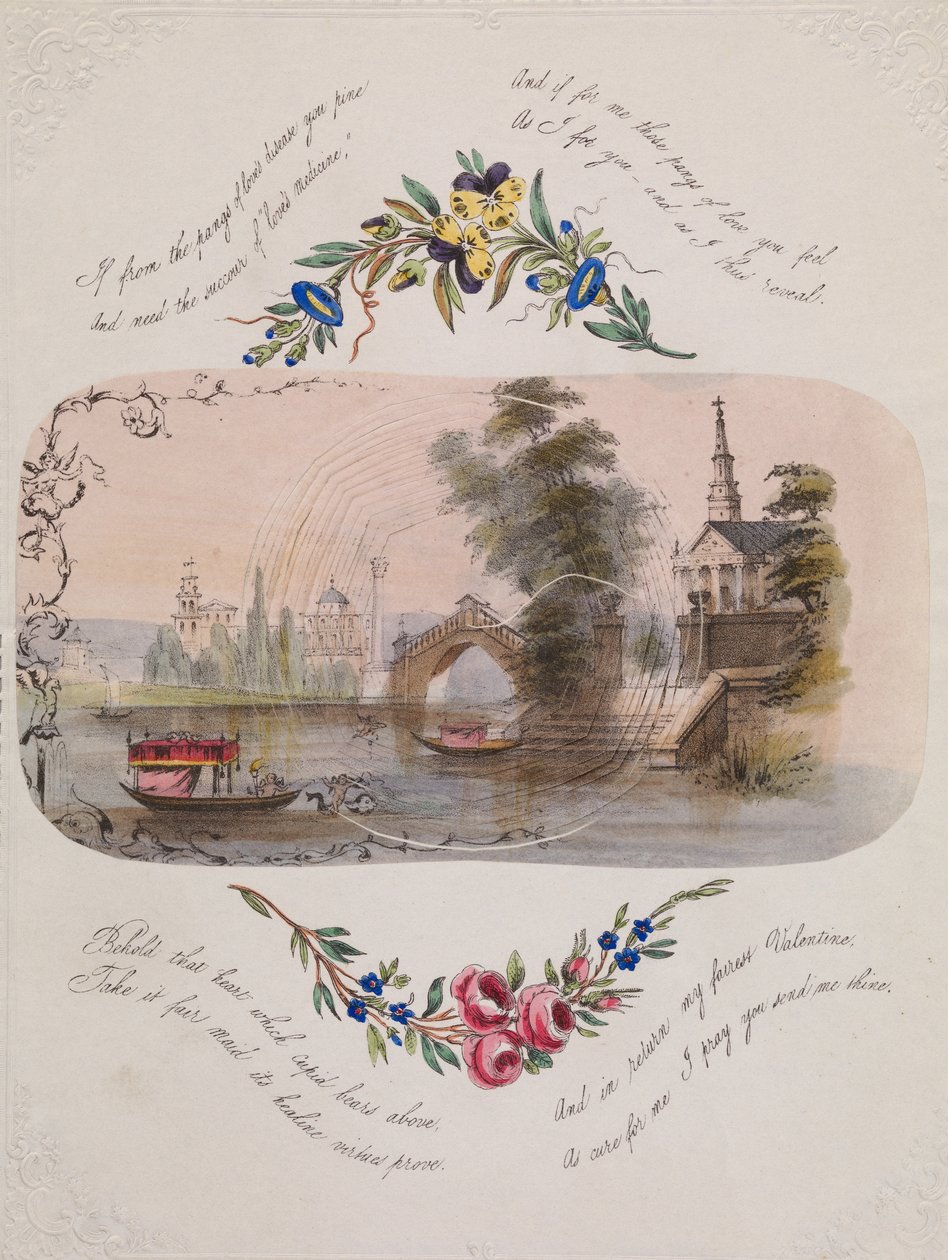 Venedik sahnesi ile çift örümcek ağı sevgililer günü, 1830-50. by Unbekannt