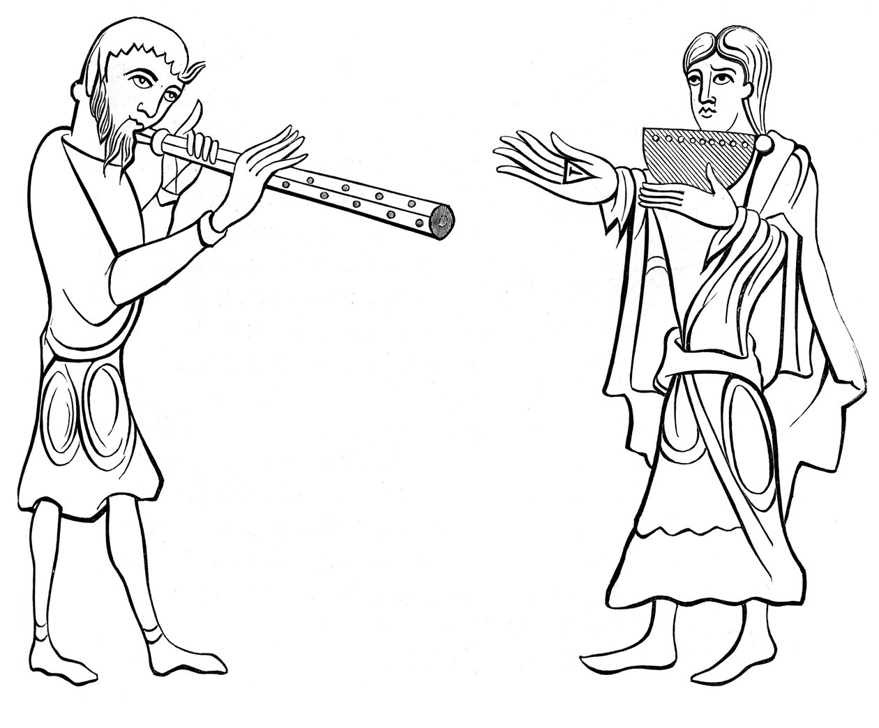 Çift flüt ve dokuz delikli syrinx flüt, 11. yüzyıl 1849 by Unbekannt