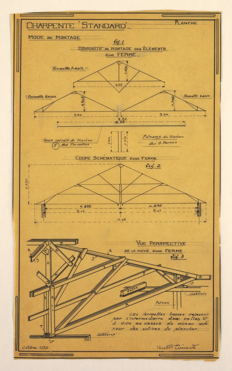 Hector Guimard Tarafından Tasarlanan Kitlesel Operasyonel Bir Ev için Çizim, Tasarım, Çerçeveleme İnşaatı by Unbekannt