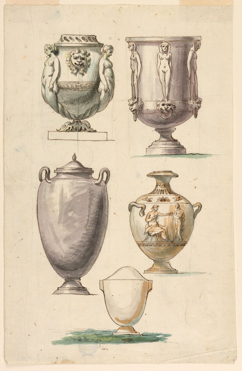 Çizim, Antik Stilde Çömleği Tasarımları, 18. Yüzyılın Sonları by Unbekannt