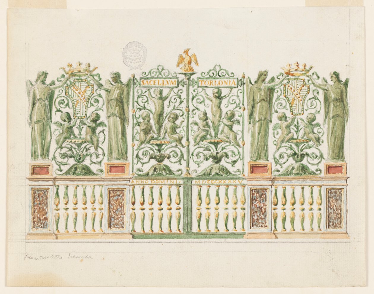 Çizim, Şapel kapısı projesi, 1845 by Unbekannt