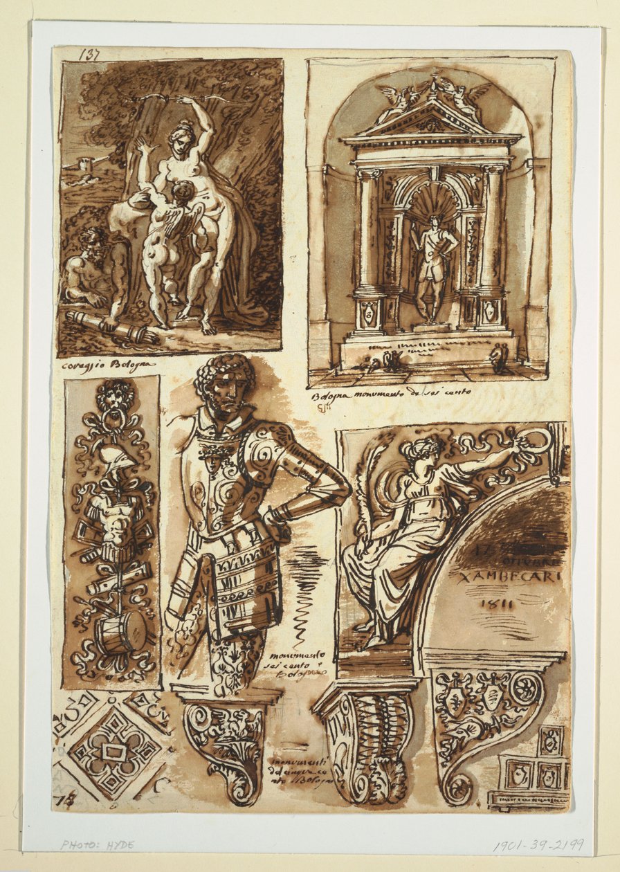 Çizim, Bolognese Anıtlarından Sonra Çalışma Sayfaları, 1811–14 by Unbekannt