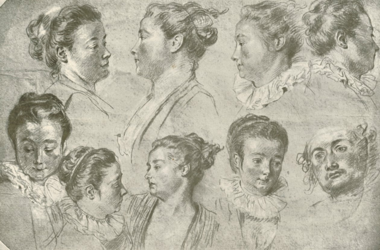 Üç Tebeşirle çizim, 18. yüzyılın başlarında, 1908. by Unbekannt