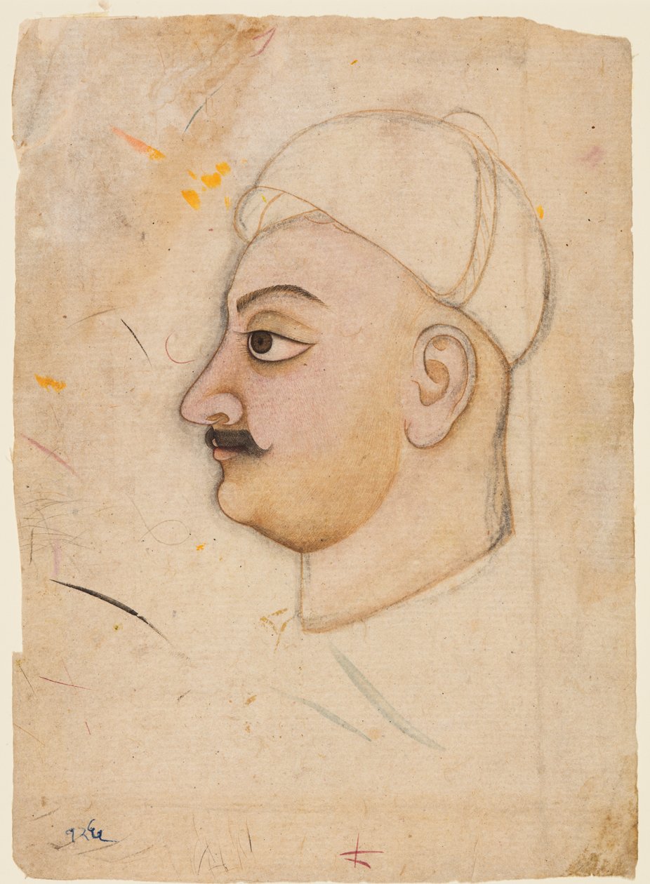 Alışılmadık türbanlı bir adamın kafasının çizimi, c. 1780. by Unbekannt