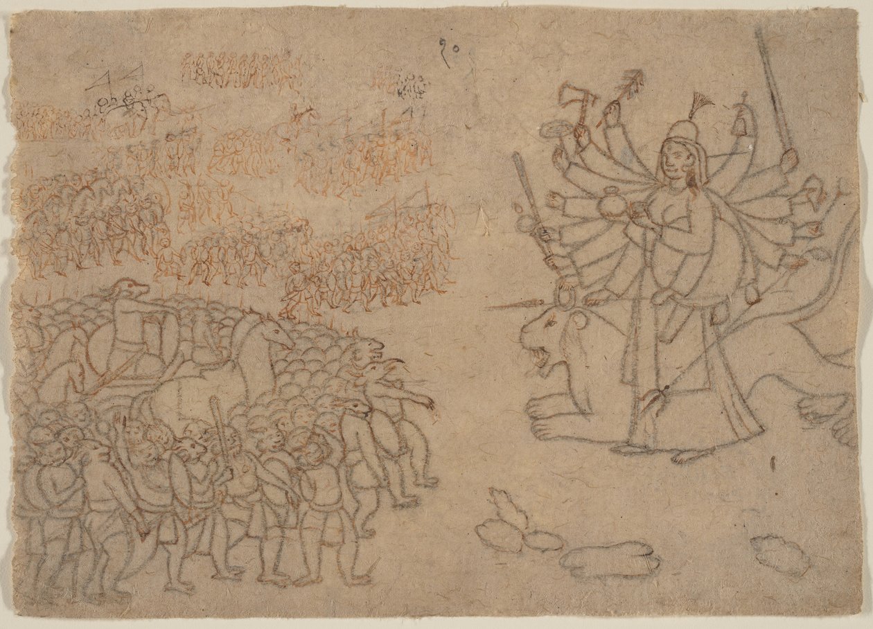 Durga Şeytanın Ordusuyla Yüzleşiyor Chikshura: Devi Mahatmya