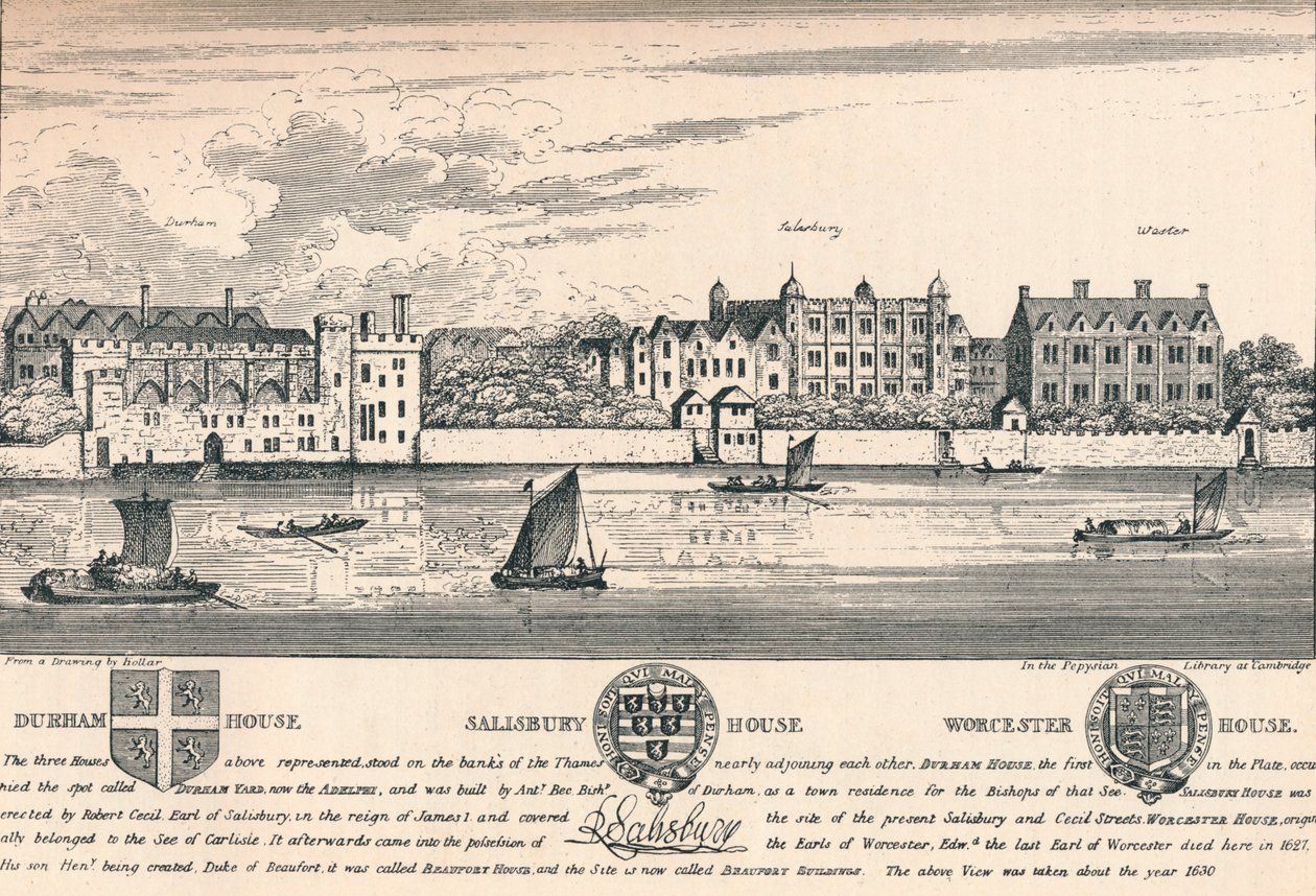 Durham House, Salisbury House ve Worcester House, Londra, c1808 1903 by Unbekannt