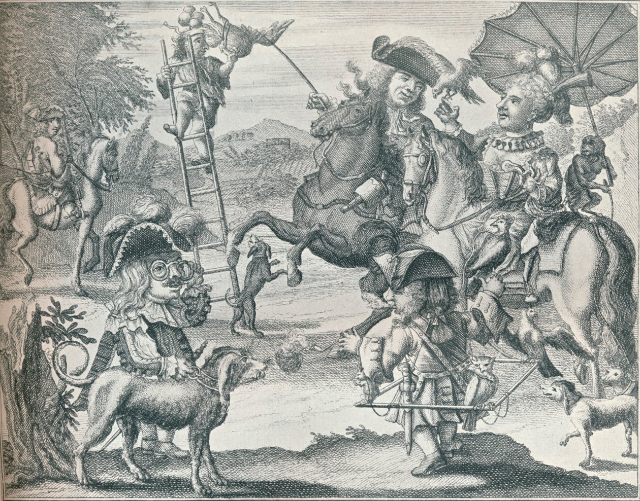 Falconry Üzerine Hollanda Skeçi, c1716, 1916 by Unbekannt