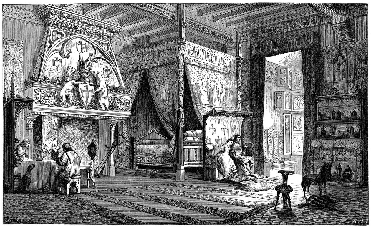 14. yüzyıl senyörünün oturma odası, 1870 by Unbekannt