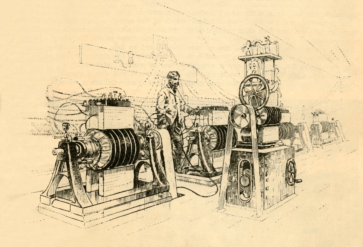 Buharla Çalışan ve Manyeto-Elektrik Üreten Dinamo-Elektrik Makineleri, 1882. by Unbekannt