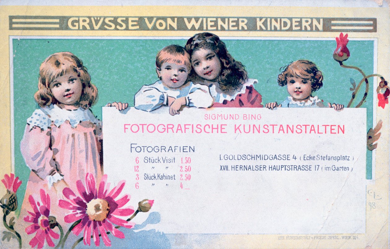 Erken Viyanalı fotoğrafçılar reklam kartı by Unbekannt