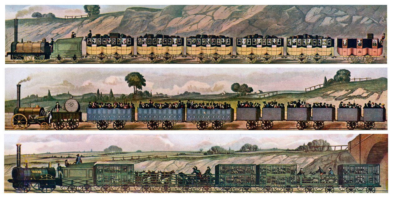 Erken demiryolu Antrenörleri, Liverpool ve Manchester Demiryolu, İngiltere, 1831, c1900-1920 by Unbekannt