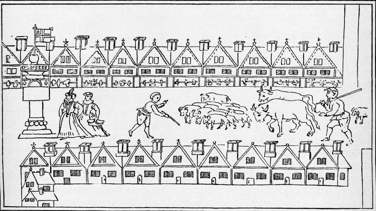 Eastcheap Market, Londra, c1598 1904 by Unbekannt