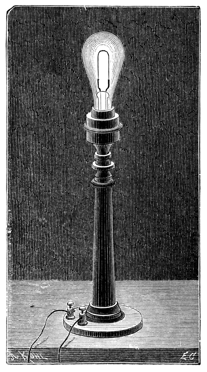Bir masa lambası armatüründe Edisons akkor ışık küresi, 1891 by Unbekannt